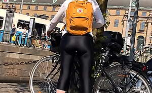 Pawg in tight shiny bicycle spandex