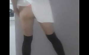 teen Liqa dress-up check Upskirt Pink Panties Stockings Skirt non nude