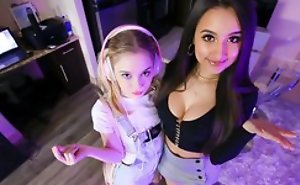 Couple of teens rendering deep oral pleasure not far from stepfather of one of them, then get fucked from behind and spread wings be proper of nice hardcore copulation wide sexy triad