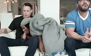 Big breasted mature fucks the brush stepson on the couch