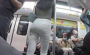 Gentle Asian babe ass in white jeans
