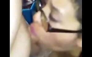 Homemade bug tits beautiful Mexican in glasses blowjob pov