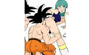 Goku y Bulma teniendo sexo salvaje mientras sus parejas no los ven