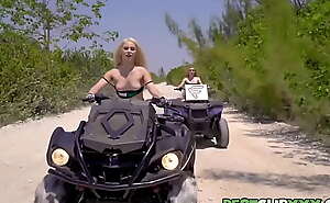 BestClipXXX - Brick accepts the challenge and hops on one of their ATVs, after getting all muddy and sweaty, the three get naked and nasty on the AVTs.