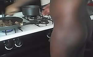 cooking while naked and boots