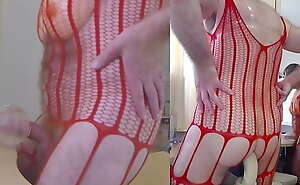 2-sides fuck in red fishnet - Kong to asshole and  dick to Ice Lady - part1