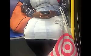 Big breasted black woman on bus