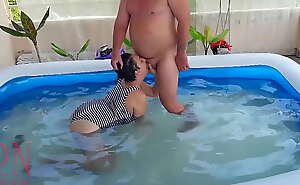 holding underwater. Domination rough sex. Nudist Regina Noir swimming, sucks and fucks in the swimming pool. ENF, forced, 2