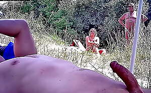 Flashing my boner to an older nudist couple by the lake