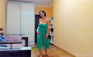 Sweet beautiful Myla Angel in green transparent dress!
