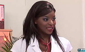 Hot black nurse sharing a dick with a busty colleague