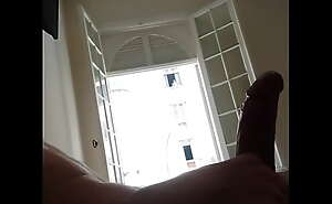 Dick flash masturbation at open window for young neighbor