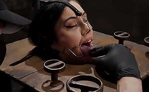 Tiny slave gets nipples clamped