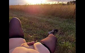 Young 18 Chubby Boy Naked Stockings Outdoor Public Anal Fetish Masturbation Cute Small Penis Shaved  in the meadow Nude