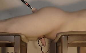 Ruthless prostate stimulation by powerful fucking machine while getting his cock electroshocked