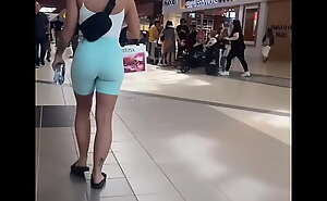 Stunning Young Slut in Blue Leggings Flaunts her PERFECT ASS in Public Mall
