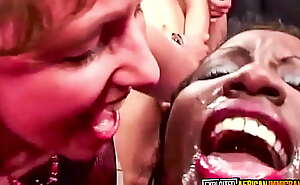 Spit Cum And Cock Hardcore in Gangbang Dumped Down  A Black Whore's Mouth
