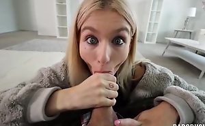 Innocent-looking teen takes stepdad's cock up her asshole