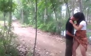 Chinese maid got unchanging fuck in burnish apply forest