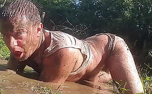 Wet and Messy Mud Pit Boy Jakey - Boy gets all sloppy and muddy in a dirty mud pit