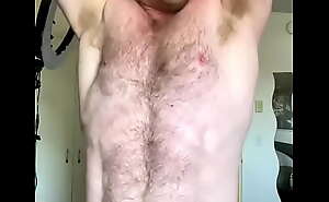 Blonde hairy guy showing armpits