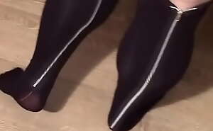 BBW Tina Snua In Opaque Stockings and  Then Shows Top Of Feet