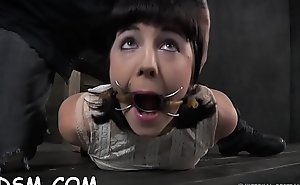 Slave has to wear a metal coop helmet  during cum-hole torturing