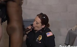 MILF cops stuffed with big cock in femdom interracial